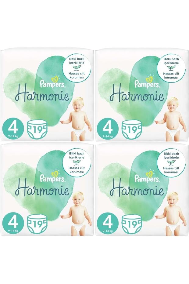 Pampers Harmonie Size 4 Baby Diapers - 9-14kg Maxi 76 Pieces Super Economical Opportunity Pk