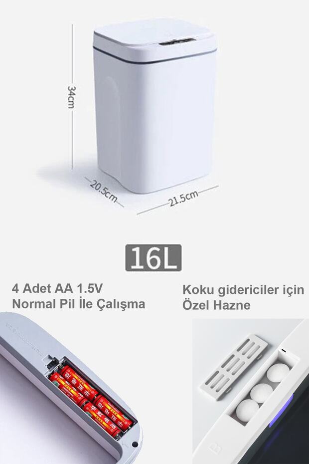 Pratik Sensörlü Çöp Kovası 16lt - 6