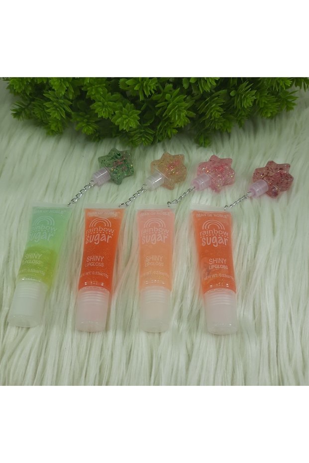 4 Pieces Rainbow Lip Gloss Starry Lip Gloss Lip Balm