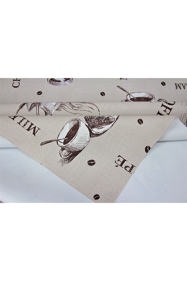 Astarlı PVC Silinebilir Muşamba Masa Ortusu Kahve Coffe - 4