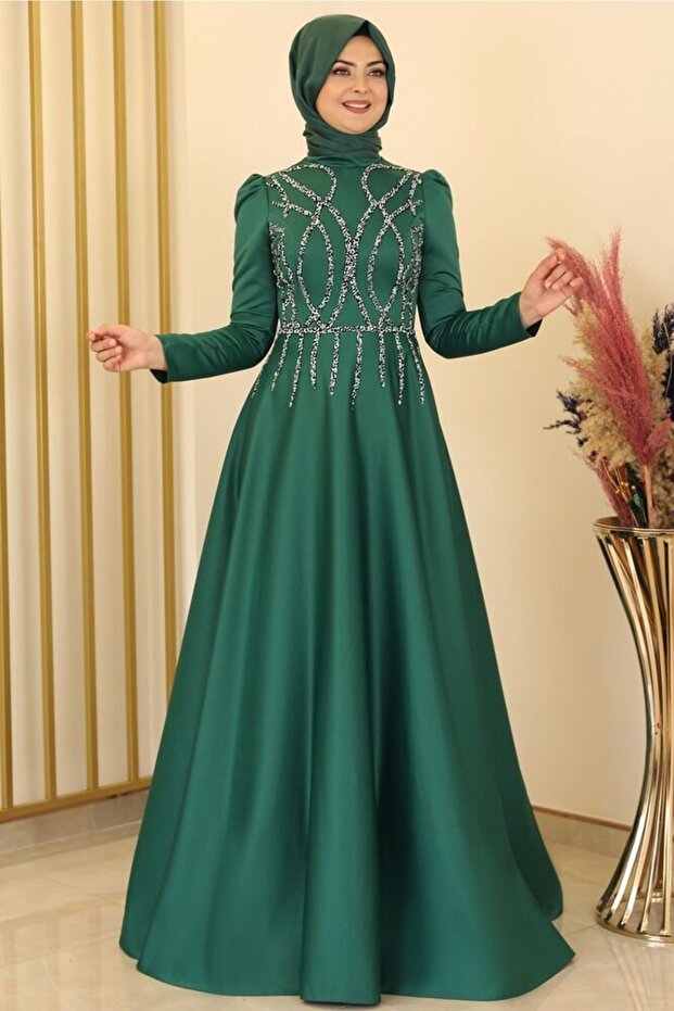 Zen Satin Evening Dress Emerald - Design - Fsc2131