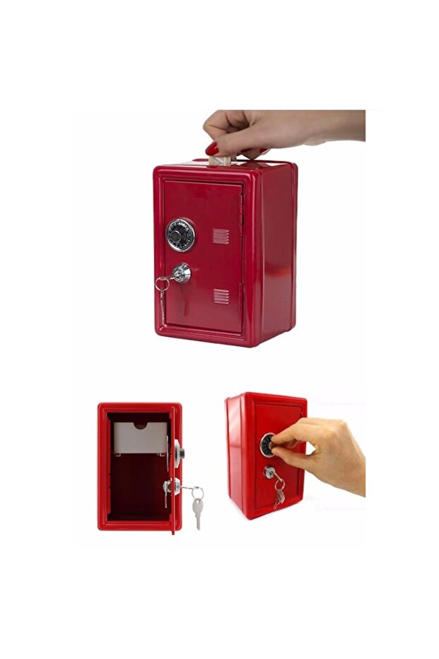 Lockable Safe Piggy Bank -red