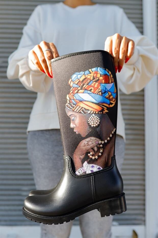 Iconic Women's Colorful Printed Waterproof Women's Rain Boots