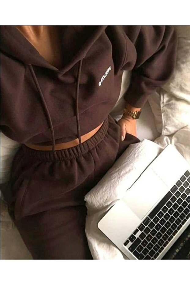 Kahve Wrst 3 Iplik Eşofman Takımı - 4