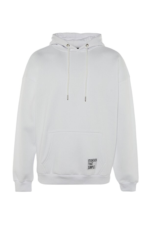 Bílá fleecová mikina s kapucí – oversize, s označením TMNAW21sw2005 - 5