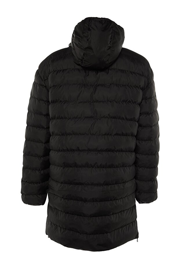 Siyah Regular Fit Yanı Fermuarlı Rüzgara Dayanıklı Kışlık Mont TMNAW23MO00064 - 12