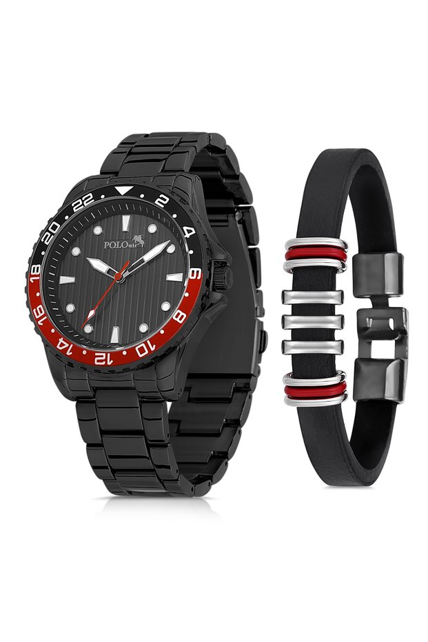 Metal Strap Sports Men's Wristwatch Bracelet Combination Black