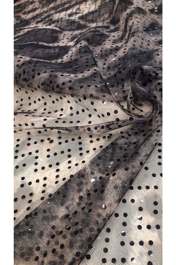 Leopar Desen Yapıştırma Pullu Tül 1 Metre - 1