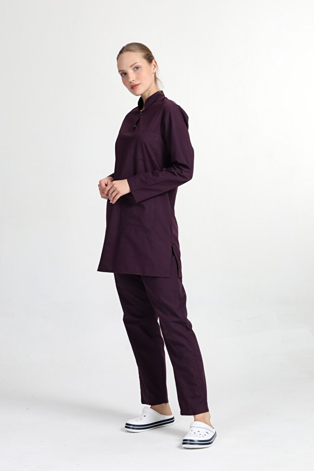 Women's Plum Lycra Cotton Hijab Doctor Nurse Jersey Set