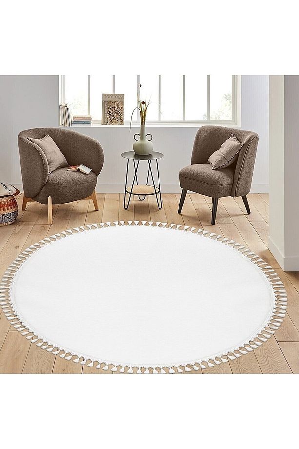 Yuvarlak Comfort Puffy Ponpon Saçaklı - 1