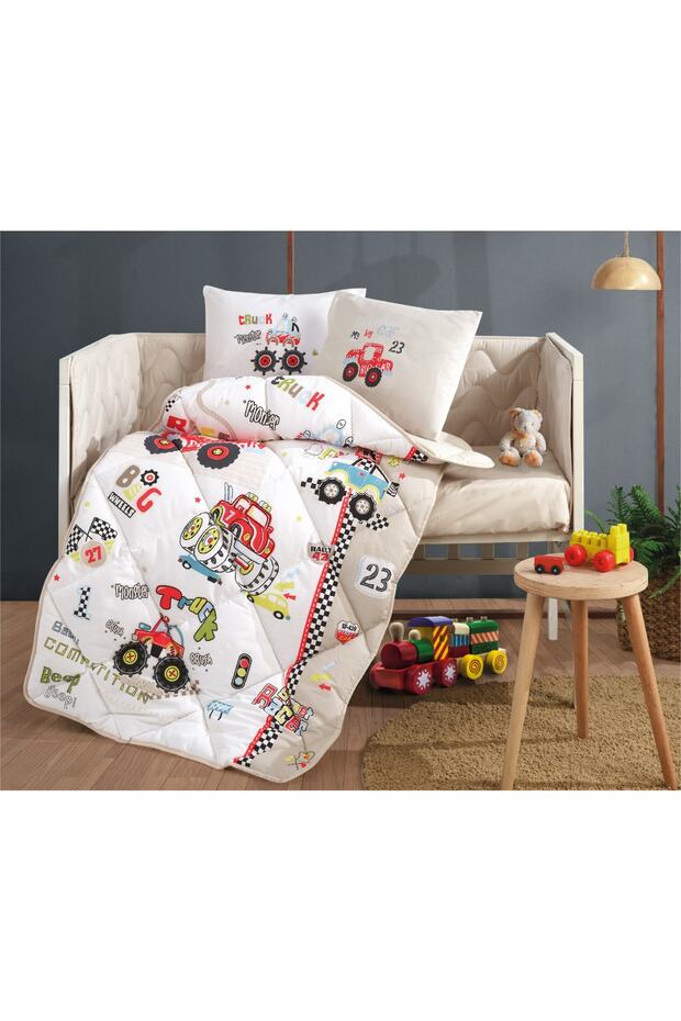 Ranforce 100% Cotton Baby Quilt Truck Beige V1