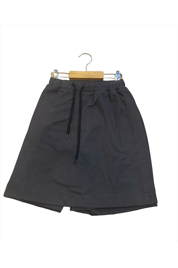 Girl's Waist-Fitted Full Ribbed Canvas Linen School Shorts Skirt