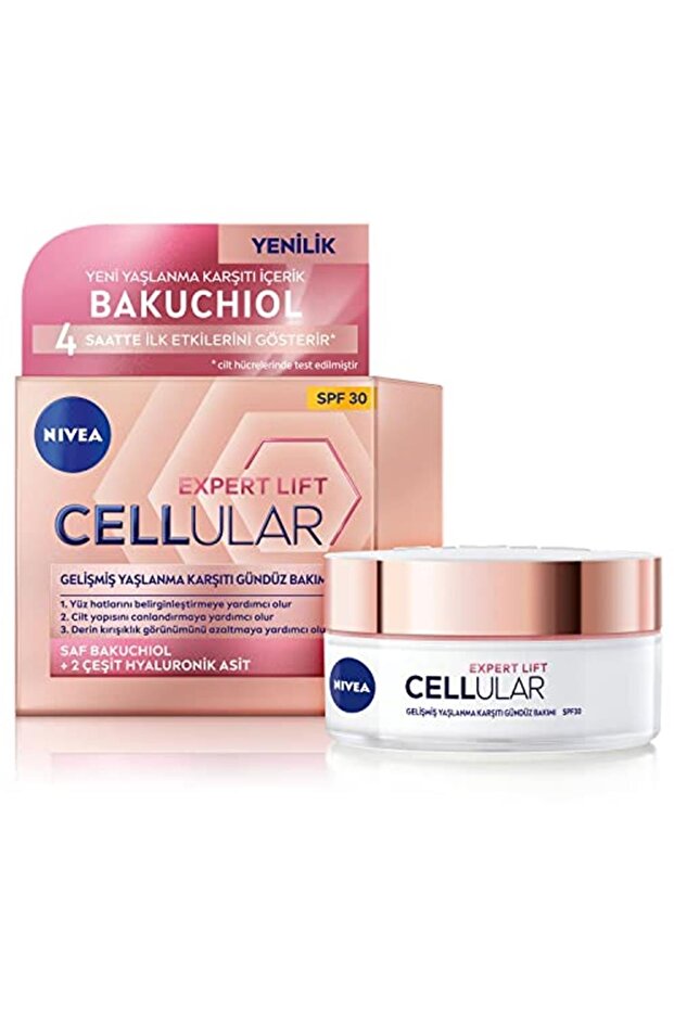 كريم الوجه النهاري المتقدم المضاد للشيخوخة بعامل حماية من الشمس SPF30 من Cellular Expert Lift، 50 مل، باكوتشيول نقي