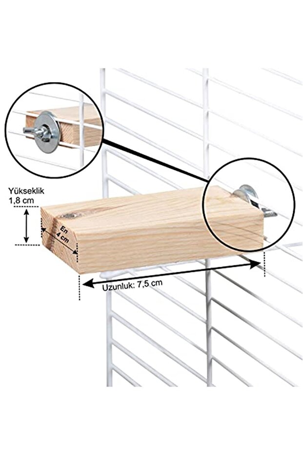 عمود طائر بعرض 7.5 سم و4 سم - خشب صنوبر مستطيل الشكل - 2