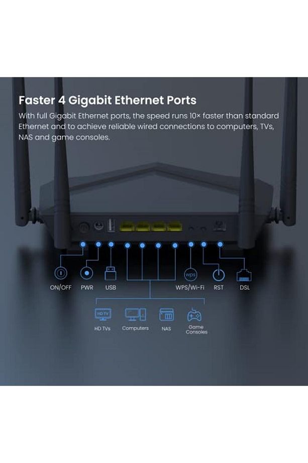 V12 Ac1200 Dualband 4 Port Vdsl/adsl Kablosuz Modem Router - 4