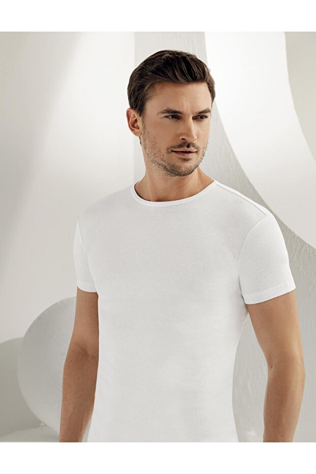 Men's Gray Short Sleeve Crew Neck Ribbed Undershirt m New Season