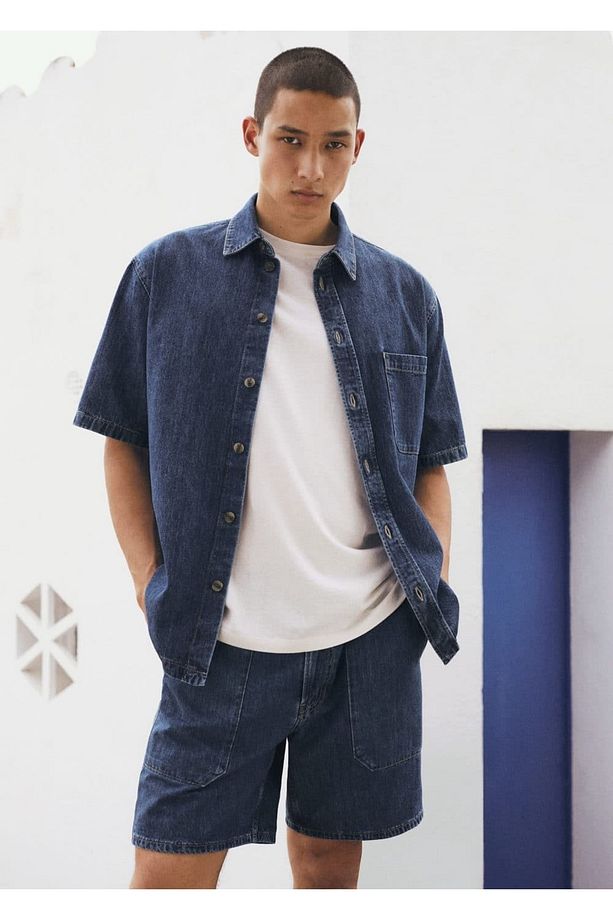Ip Detaylı Denim Bermuda Şort - 5