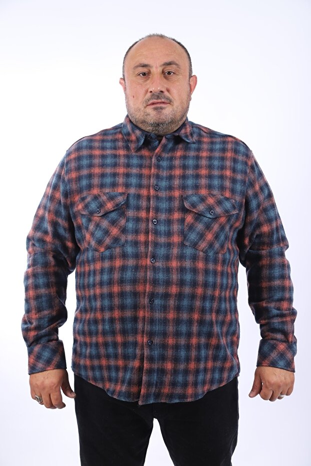 Lumberjack Shirt Double Pocket Cover Small Plaid 22217-petrol