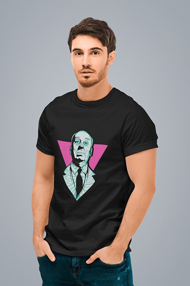 Men's Black Hitchcoc Printed Oversize T-Shirt T2218621