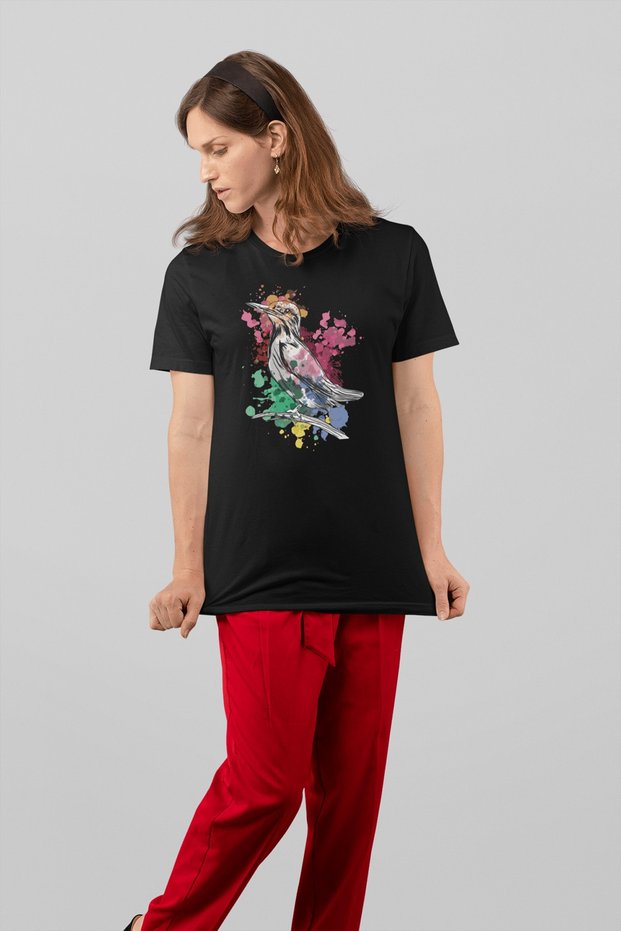 Women's Black Kingfisher Printed Standard t-shirt T1978094