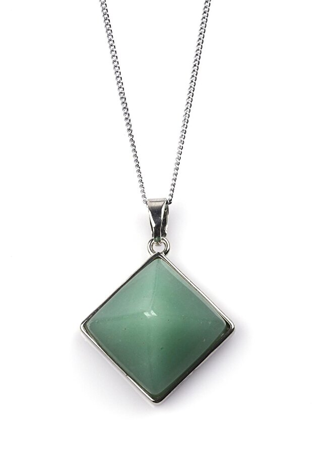 Aventurine Natural Stone Pyramid Model Necklace