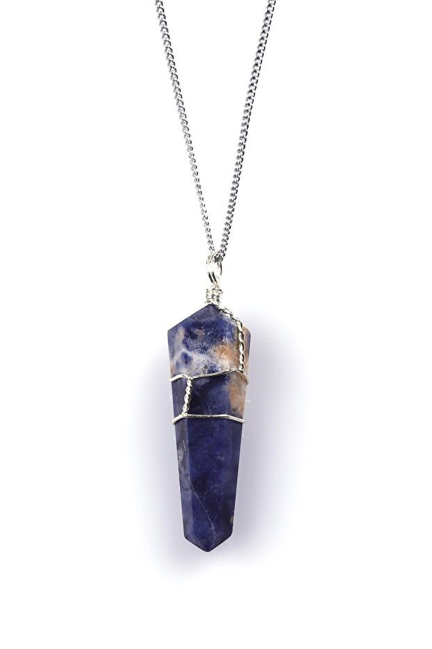 Sodalite Stone Natural Stone Wire Wrapped Necklace