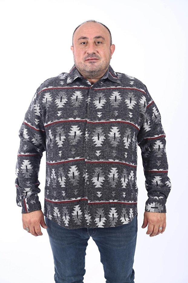 قميص الحطاب طباعة Mc Three Rug 22212-أسود