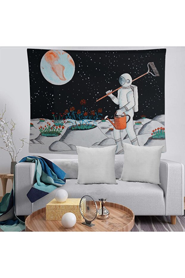 Bambaşkamoda Gardener Astronaut Washable Non-Fading Stain Resistant Decorative Wall Cloth Bmdö-2003