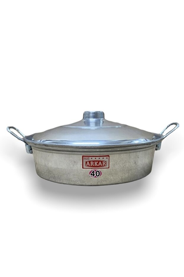 Aluminum Flat Pan Pilaf Frying Pot Metal Handle 40 cm