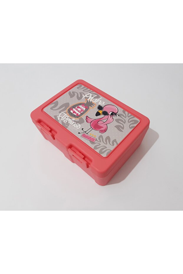 صندوق غداء مدرسي مكون من قسمين مع شوكة وملعقة - 1