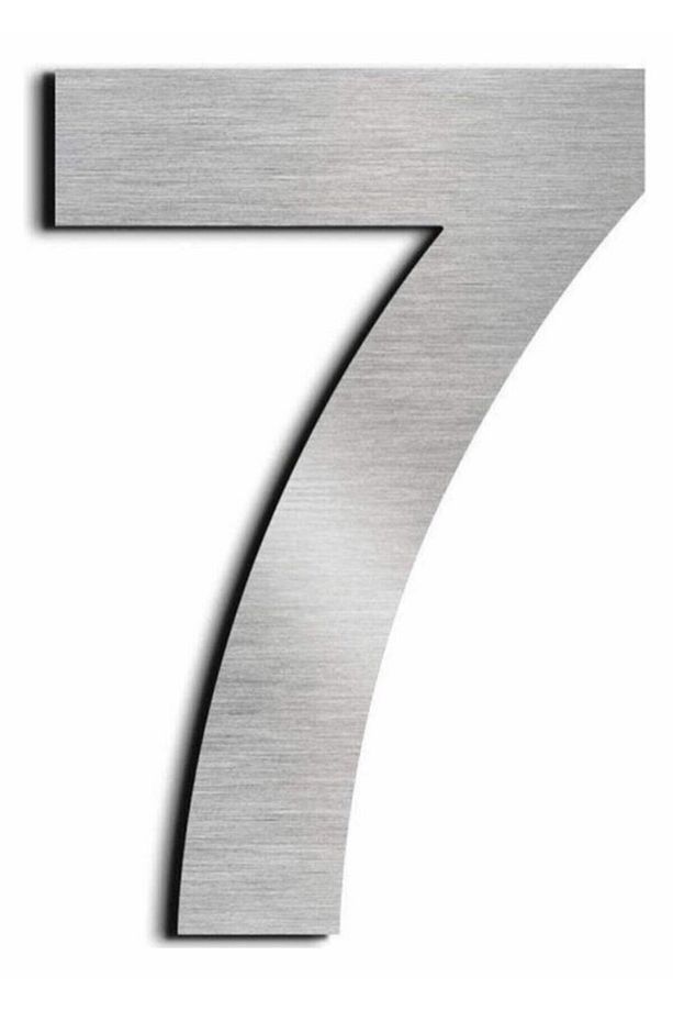 Daire Kapı Numarası No: 7, Paslanmaz Çelik 6 Cm Kendinden Yapışkanlı Kapı Numarası Arial Yazı Tipi - 1