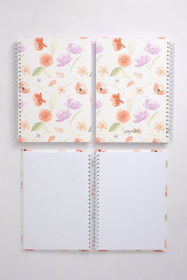 A5 Gelincik Desenli Spiralli Sert Kapak Çizgisiz Defter - 1