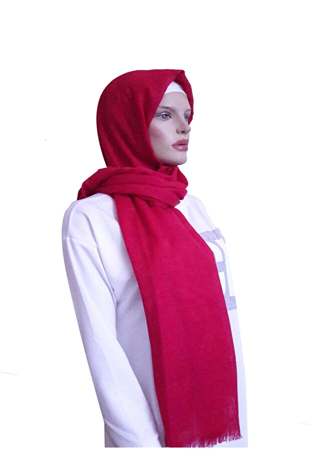 Bahar Yapraklı Desenli Fileli Pamuklu Şal - 3