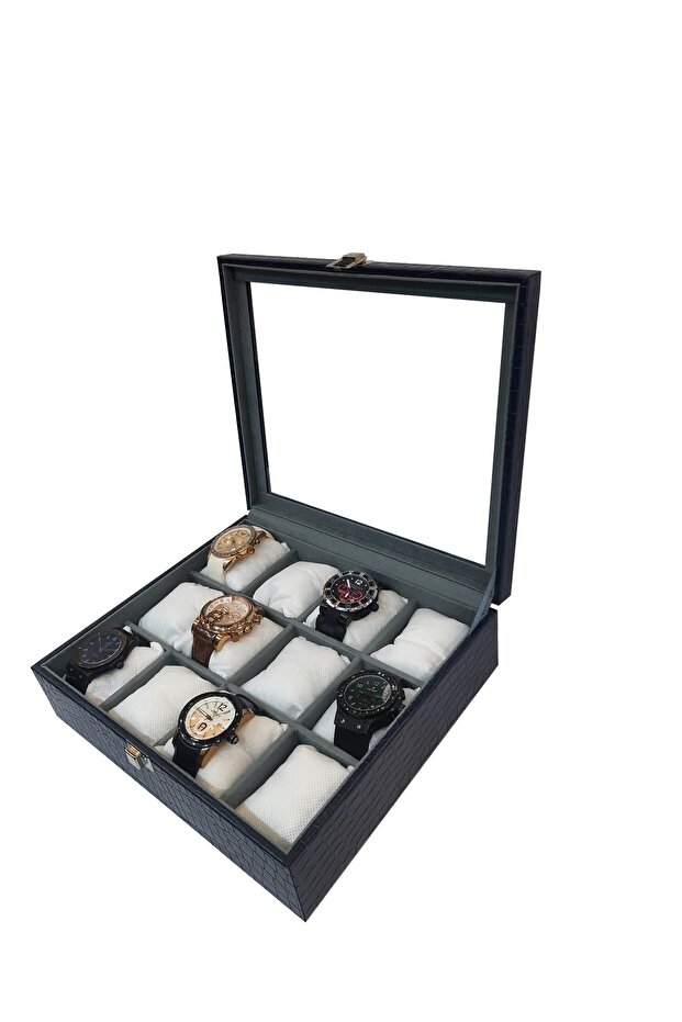 Watch Box 12 Pieces Dark Blue Crocodile