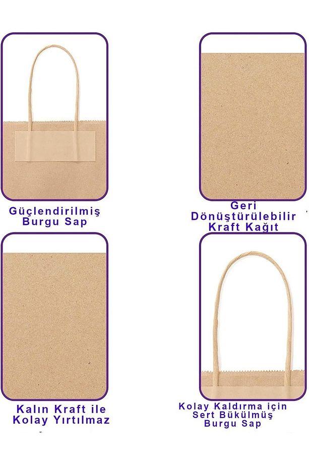 Kraft Şişe Poşeti – Hediye Kağıt Şişe Çantası –25 Adet– 17x38x7 Cm - 5