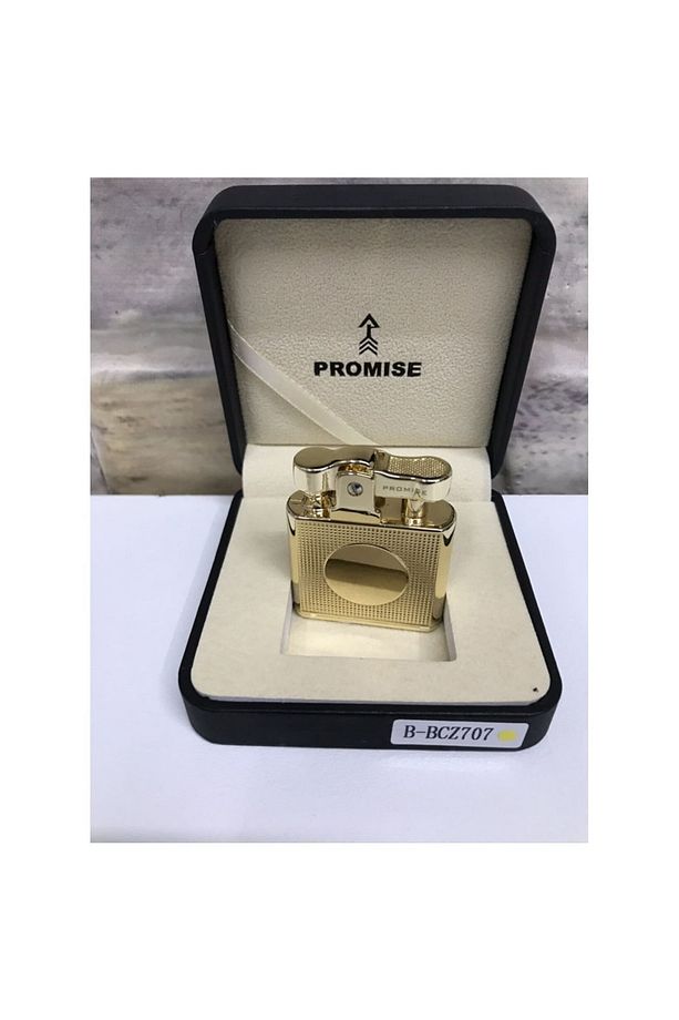 Benzinli Sarı Gold Yuvarlak Logo Desenli Çakmak - 5
