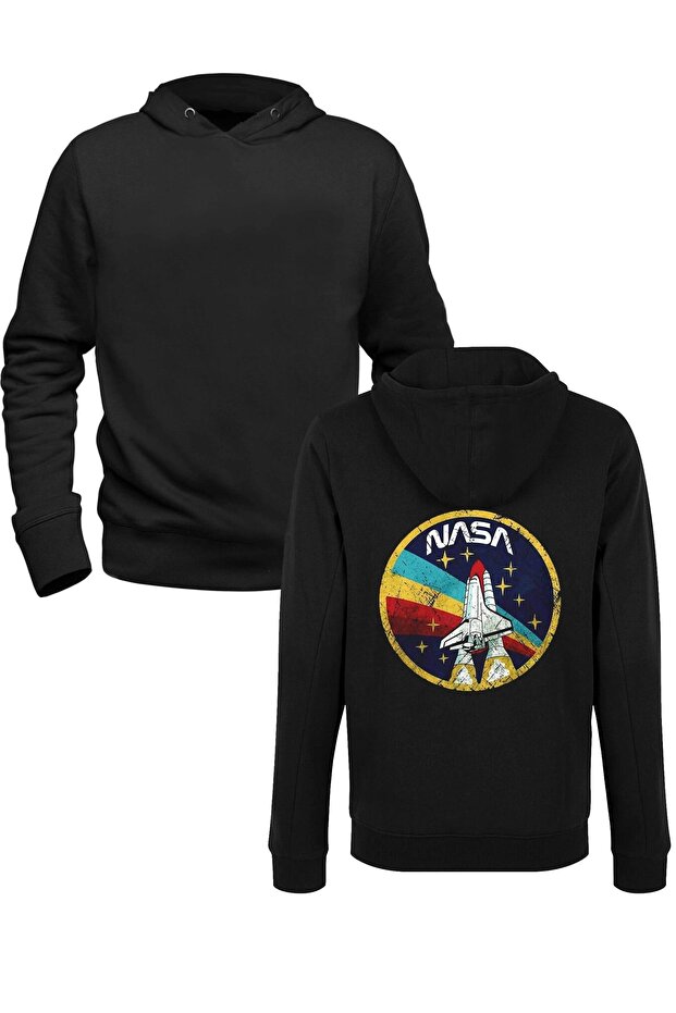 Nasa-space Printed Black Front Back Printed Sweatshirt