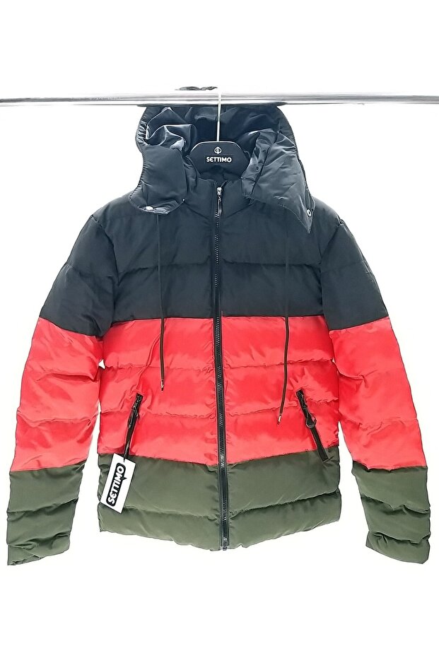 Kırmızı Kapüşonlu Şişme Mont - 2