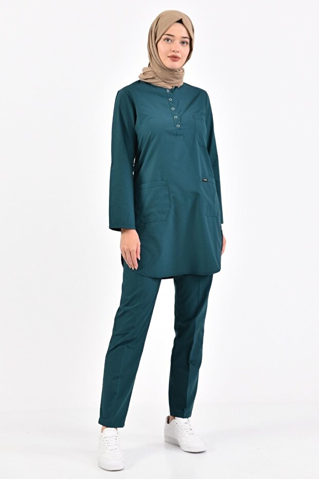 Dark Petrol Green Surgical Hijab Set