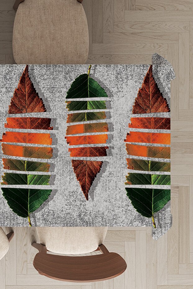 Premium Tablecloth Thai Feather Velvet Washable Stain Resistant Fabric with Leaves Mso098