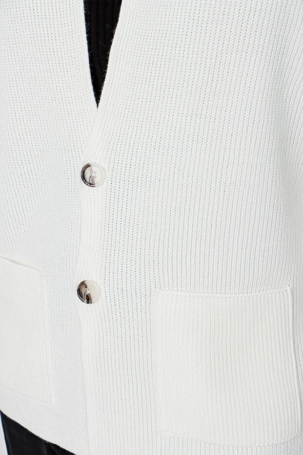 Erkek Regular Fit Selanik Triko Hırka Ekru 23w208 - 7