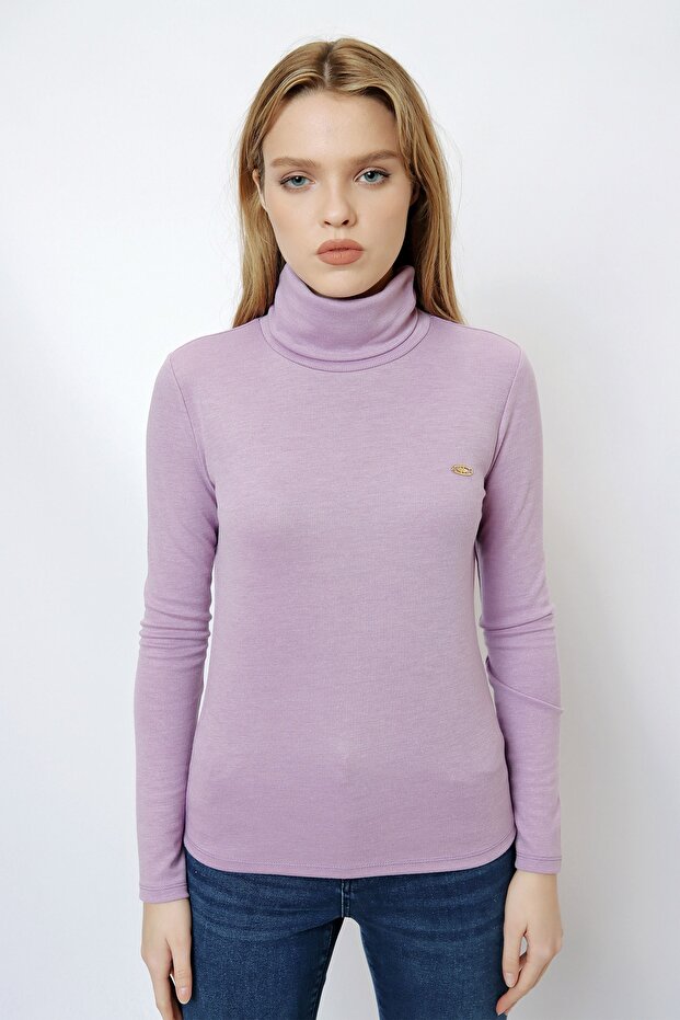 Women's Lilac Turtleneck Sweatshirt