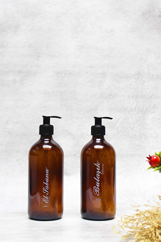 2 Pieces Amber Glass Liquid Soap Dish Soap Detergent Bottle Soap Dispenser 500ml