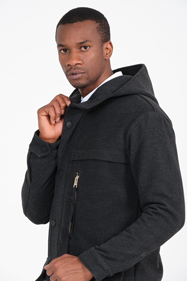 Kapüşonlu Cepli Kaban - 1