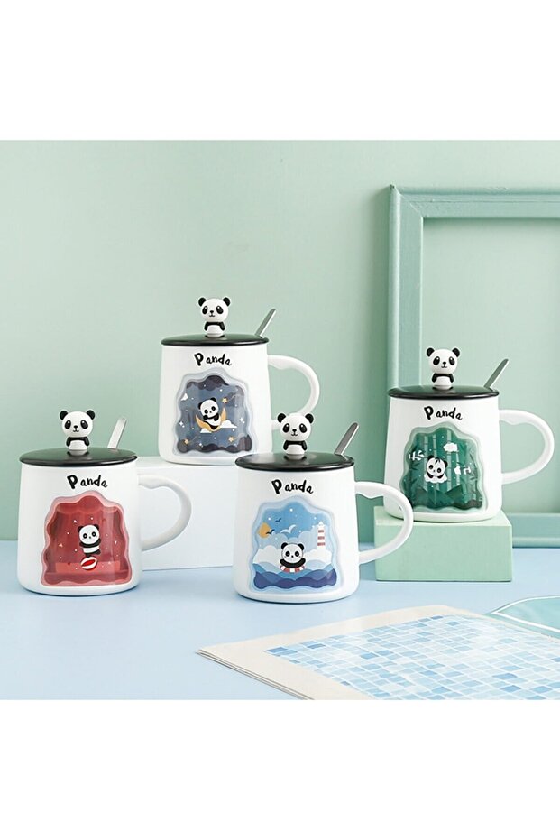 كوب منقوش بغطاء الباندا - 3