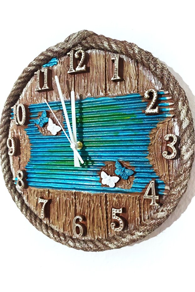 Halatlı Ahşap Dekoratif Duvar Saati - 1