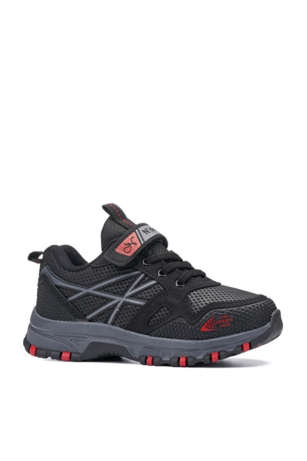 Durable, Waterproof, Velcro, Black-red Children's Trekking Shoes