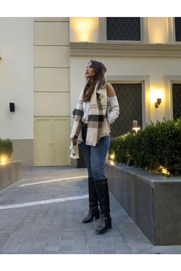 Şal mare crem şi eşarfă - 3