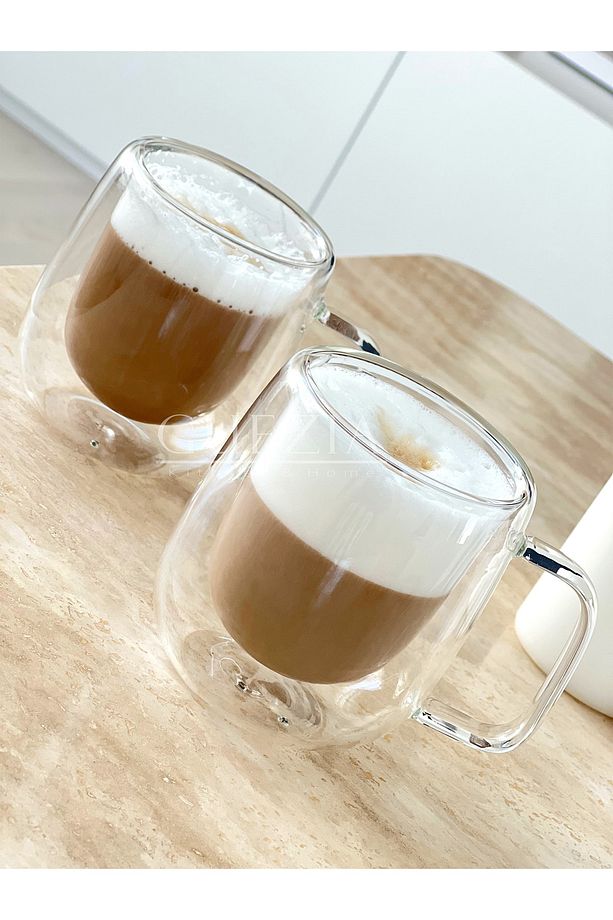 Isıya Dayanıklı Çift Camlı Çift Cidarlı Cam Kupa | 2 Adet | 250ml - 3