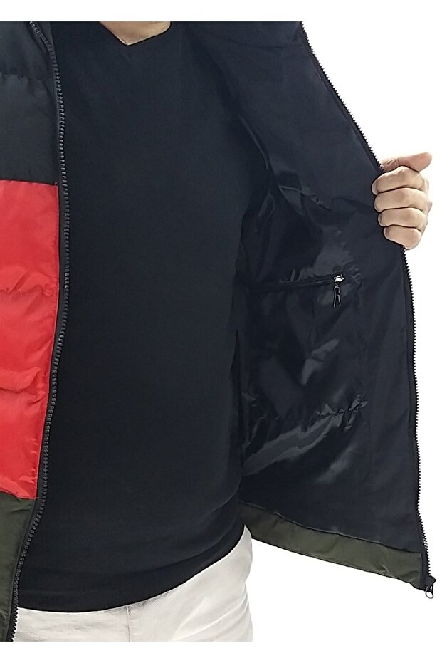 Kırmızı Kapüşonlu Şişme Mont - 3